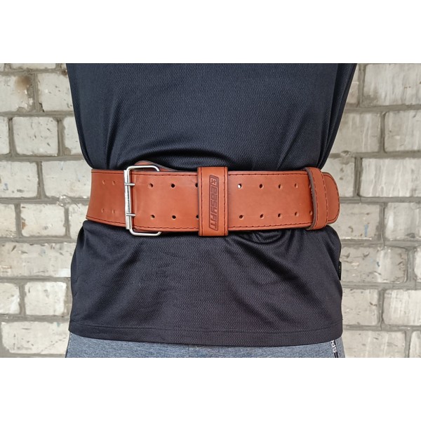 Пояс атлетичний EasyFit DeciBelt (шкіра) коричневий L