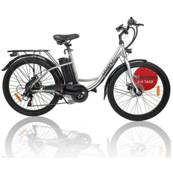 Електровелосипед міський Myatu C0126, сріблястий