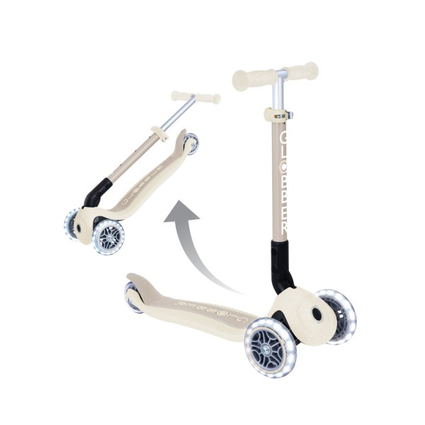 Самокат триколісний Globber Junior Foldable Lights Ecologic Coconut (692-566-2)