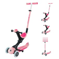 Самокат триколісний з сидінням Globber GoUp Deluxe Lights Pastel Pink (646-710-2)