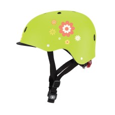 Шолом дитячий з ліхтариком Globber XS/S 48-53 cм Lime Green Flowers