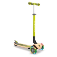 Дитячий триколісний самокат Globber Primo Foldable Wood Lights Lime Green (436-106)