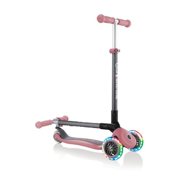 Триколісний самокат 3-7 років Globber Primo Foldable Lights Pastel Pink (432-210-2)