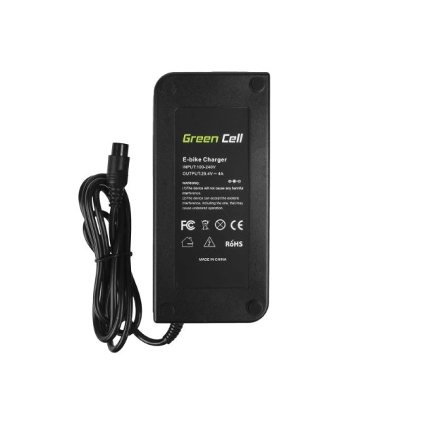Зарядний пристрій для електровелосипедів для акумуляторів 24В Green Cell 29.4В, 4A, 3pin