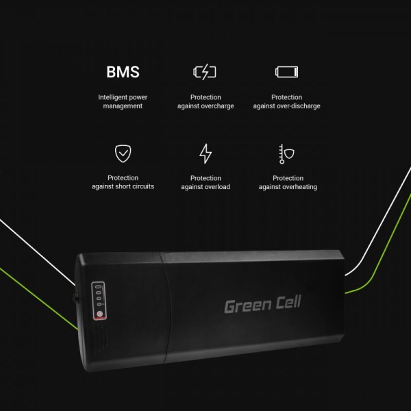 Акумулятор для електровелосипедів Green Cell 36В 12А/год, 432Вт/год, Rear Rack з зарядкою