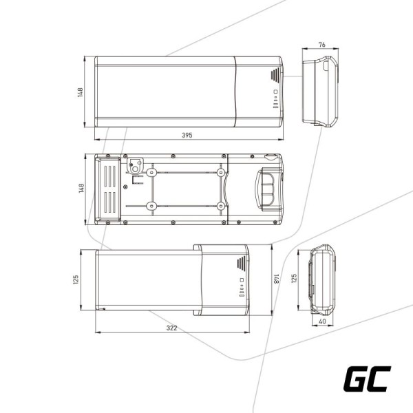 Акумулятор для електровелосипедів Green Cell 36В 12А/год, 432Вт/год, Rear Rack з зарядкою