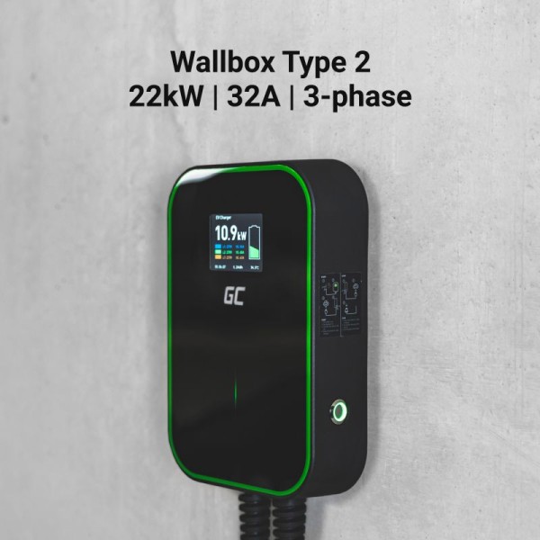 Зарядний пристрій для електромобілів Green Cell EV PowerBox, 22кВт, Type 2