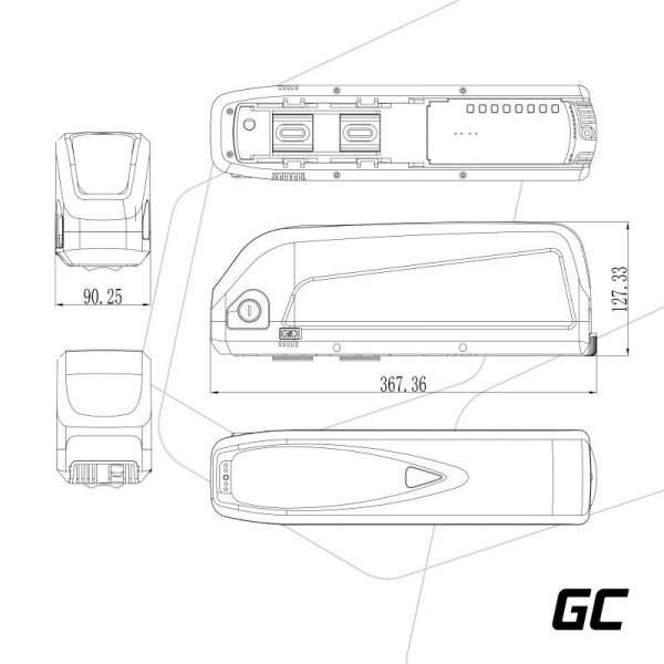 Акумулятор для електровелосипедів Green Cell 36В 20А/год, 720Вт/год, Down Tube з зарядкою