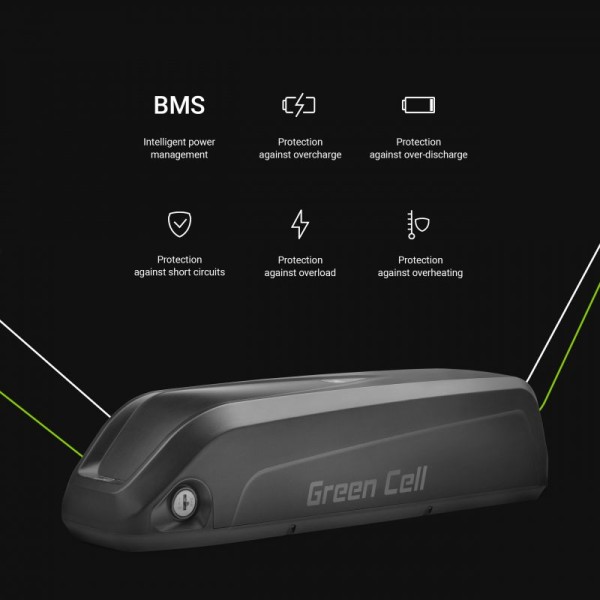 Акумулятор для електровелосипедів Green Cell 36В 13А/год, 468Вт/год, Down Tube з зарядкою
