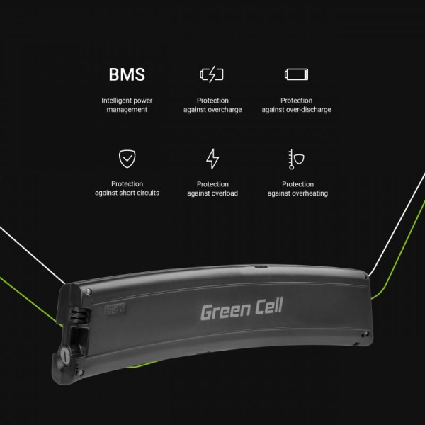 Акумулятор для електровелосипедів Green Cell 36В 7.8А/год, 281Вт/год, Frame Type з зарядкою