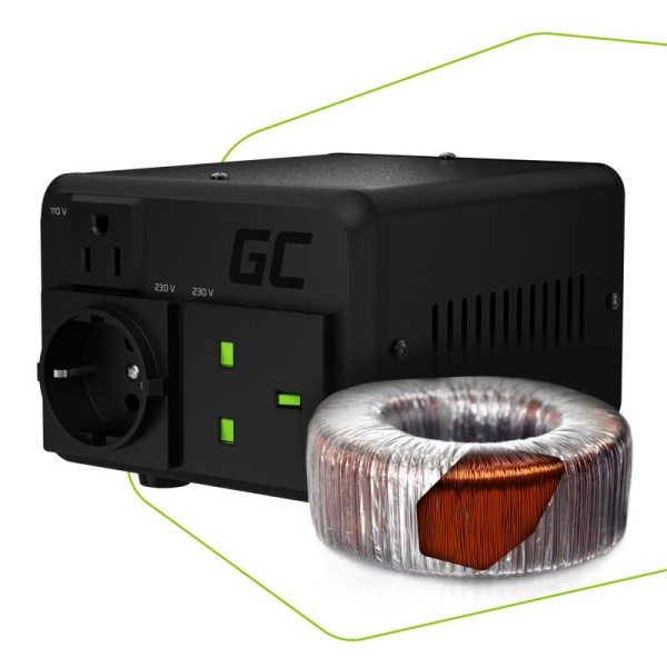 Перетворювач напруги 110V ⇄ 230V Green Cell 400Вт, 500Вт EU UK USA