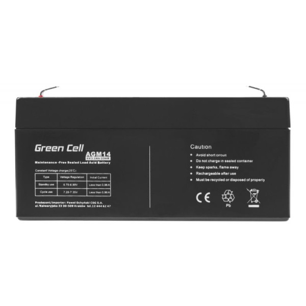 Акумулятор AGM GreenCell 6В 3.2А/год, VRLA (AGM14)