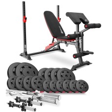 Набір Hop-Sport Premium 75кг з лавою HS-1095, штангами та гантелями