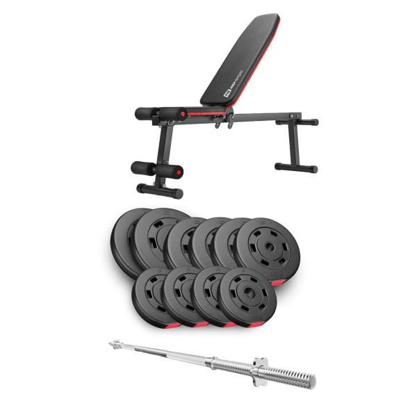 Набір Hop-Sport Premium 59кг з лавою HS-1010 Pro та штангою