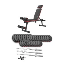 Набір Hop-Sport Premium 173кг з лавою HS-1035, штангами та гантелями