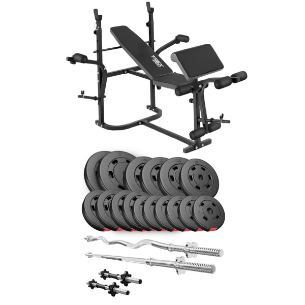 Набір Hop-Sport Premium 75кг з лавою TX-020, штангами та гантелями