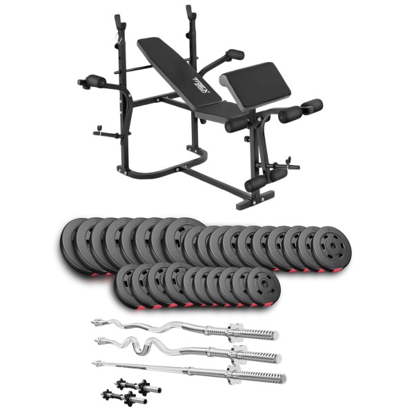 Набір Hop-Sport Premium 173кг з лавою TX-020, штангами та гантелями