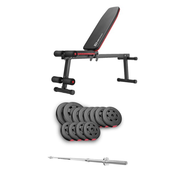 Набір Hop-Sport Premium 69кг з лавою HS-1010 Pro та штангою