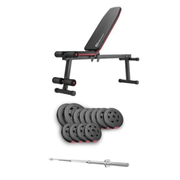 Набір Hop-Sport Premium 69кг з лавою HS-1010 Pro та штангою