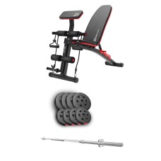 Набір Hop-Sport Premium 39кг з лавою HS-1035 та штангою