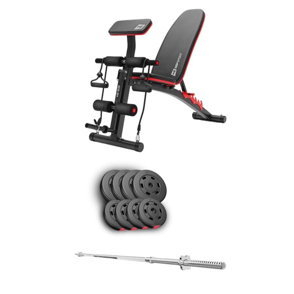 Набір Hop-Sport Premium 39кг з лавою HS-1035 та штангою