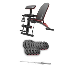 Набір Hop-Sport Premium 69кг з лавою HS-1035 та штангою