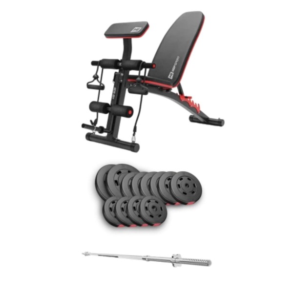 Набір Hop-Sport Premium 69кг з лавою HS-1035 та штангою