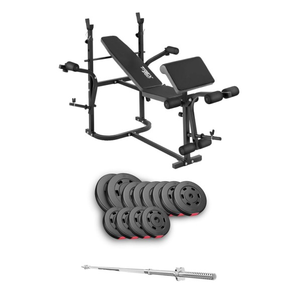 Набір Hop-Sport Premium 69кг з лавою TX-020 та штангою