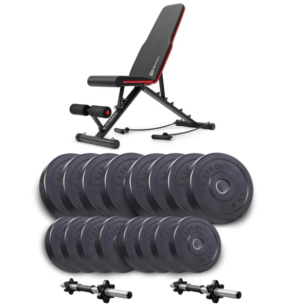 Набір Elitum Titan гантелі 2х31кг з лавою Hop-Sport HS-2030 HB