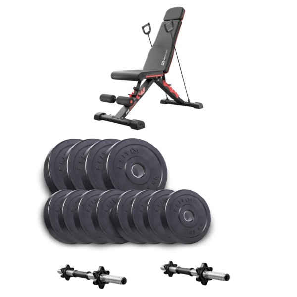 Набір Elitum Titan гантелі 2х21кг з лавою Hop-Sport HS-2080 HB