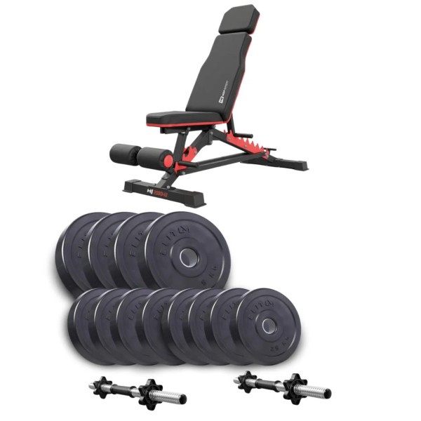 Набір Elitum Titan гантелі 2х21кг з лавою Hop-Sport HS-2090 HB