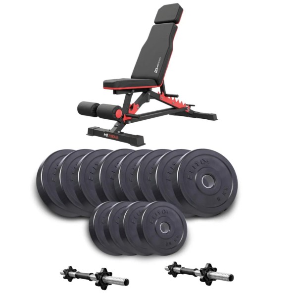 Набір Elitum Titan гантелі 2х26кг з лавою Hop-Sport HS-2090 HB