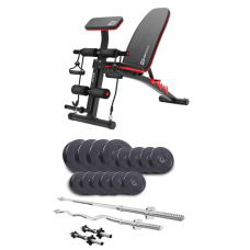 Набір Elitum Titan 55 кг з лавою HS-1035, штангами та гантелями