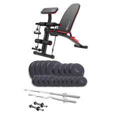 Набір Elitum Titan 95 кг з лавою HS-1035, штангами та гантелями