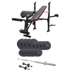 Набір Elitum Titan 48 кг з лавою HS-1055 Pro, штангою та гантелями
