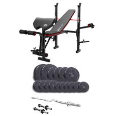 Набір Elitum Titan 66 кг з лавою HS-1055 Pro, штангою та гантелями