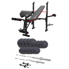 Набір Elitum Titan 55 кг з лавою HS-1055 Pro, штангами та гантелями