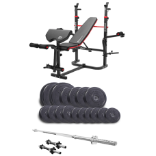 Набір Elitum Titan 68 кг з лавою HS-1065HB Pro, штангою та гантелями