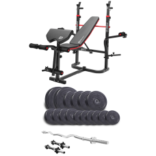 Набір Elitum Titan 66 кг з лавою HS-1065HB Pro, штангою та гантелями