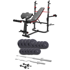 Набір Elitum Titan 55 кг з лавою HS-1065HB Pro, штангами та гантелями