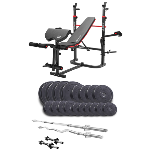 Набір Elitum Titan 95 кг з лавою HS-1065HB Pro, штангами та гантелями