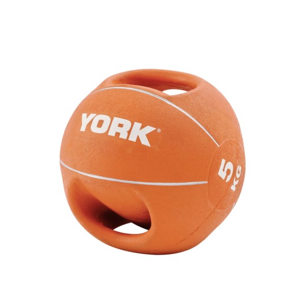 М'яч медбол 5кг York Fitness із двома ручками, помаранчевий