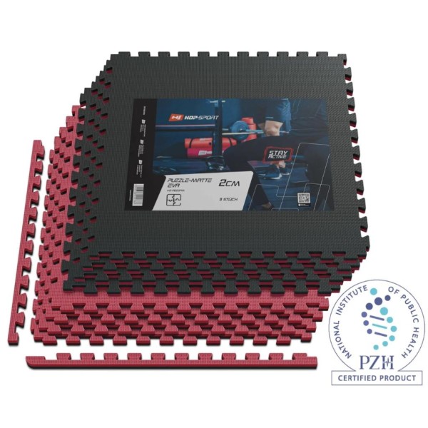 Мат-пазл Hop-Sport EVA 2см HS-A020PM - 8 частин чорно-червоний