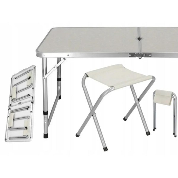 Стіл туристичний Chomik Garden Line RANGER розкладний з 4 стільцями білий