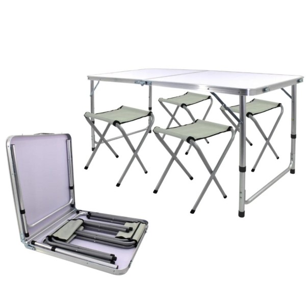 Стіл туристичний Chomik Garden Line RANGER розкладний з 4 стільцями білий