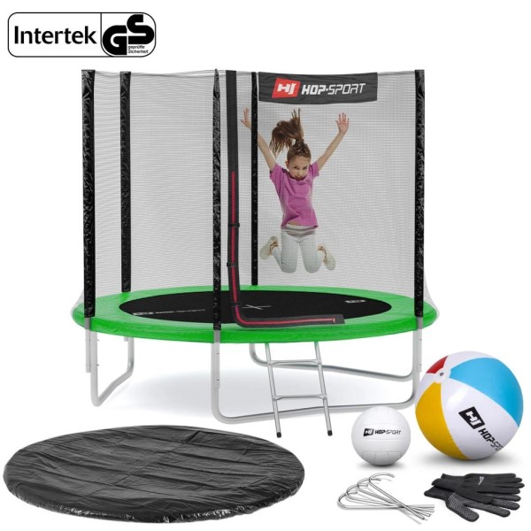 Батут Hop-Sport 8ft (244cm) зелений з зовнішньою сіткою