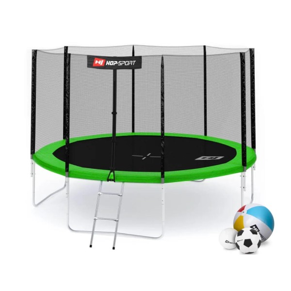 Батут Hop-Sport 12ft (366см) зелений із зовнішньою сіткою