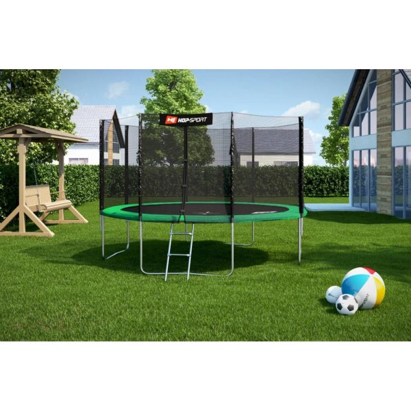Батут Hop-Sport 12ft (366см) зелений із зовнішньою сіткою