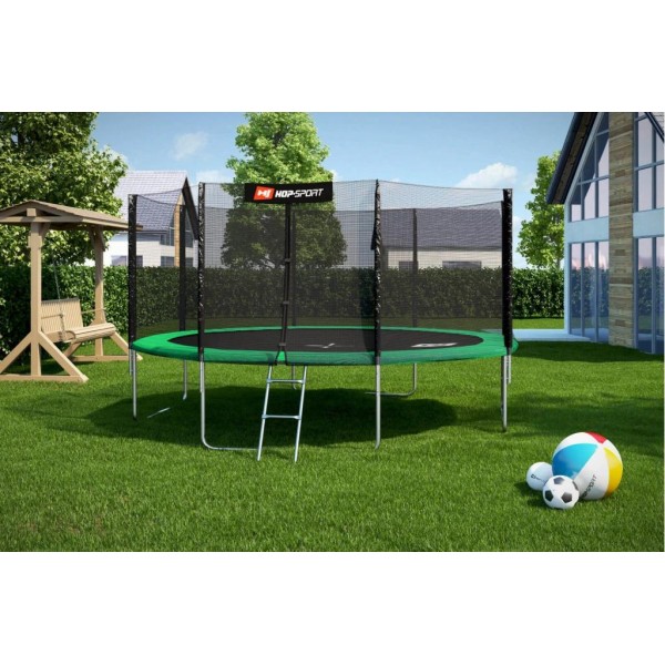 Батут Hop-Sport 14ft (427cm) зелений із зовнішньою сіткою