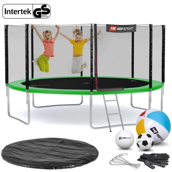 Батут Hop-Sport 14ft (427cm) зелений із зовнішньою сіткою
